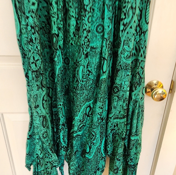Floral Paisley Sleeveless Maxi Dress Size Xl Green & Black Boho Festival Resort - Picture 3 of 10